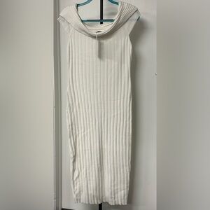 Pretty Garden Elegant White Ribbed knit Dress Large